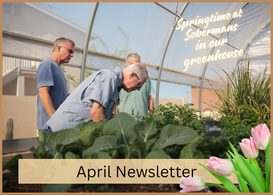 april newslleter - men gardening in green house